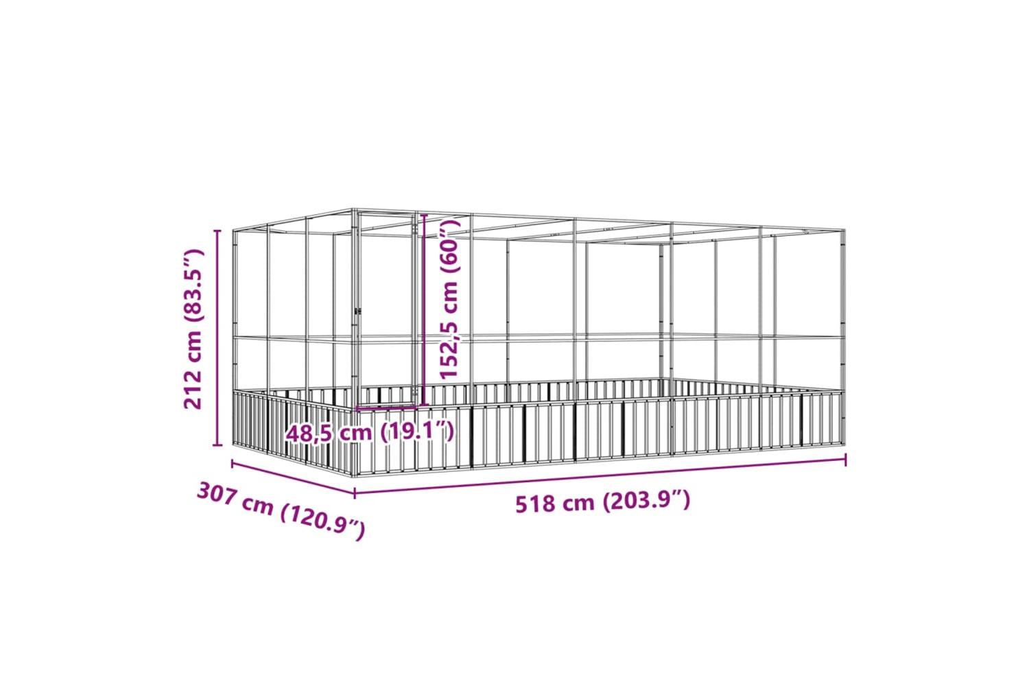 Aviary With Extension Silver 518x307x212 Cm Steel-8