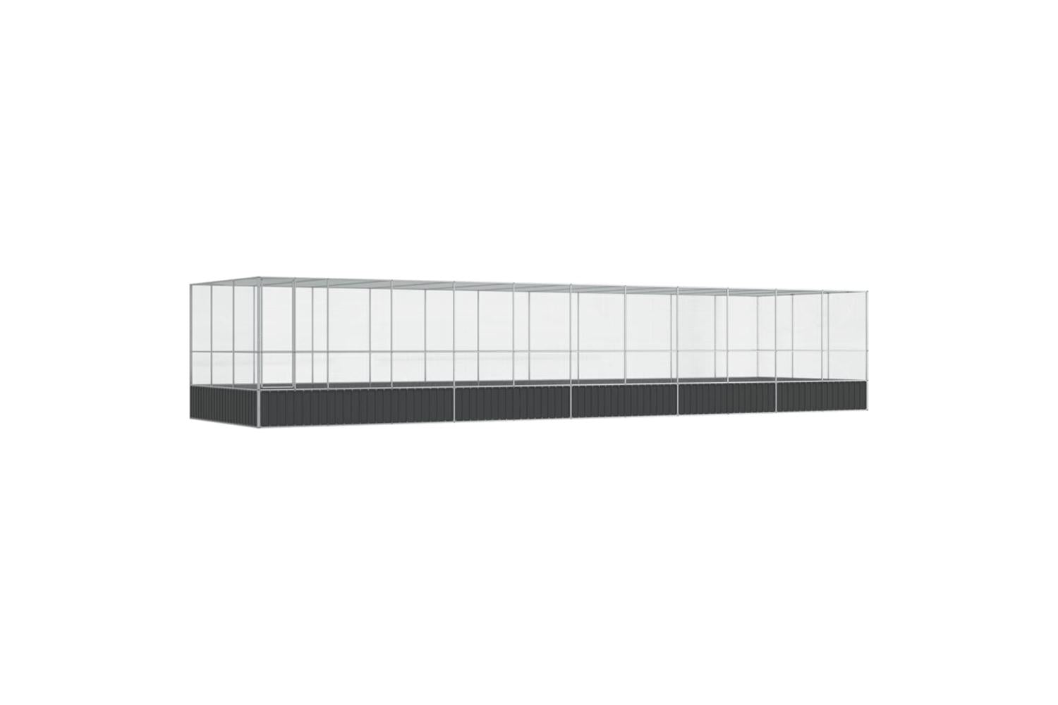 Aviary With Extension Silver 1139x307x212 Cm Steel