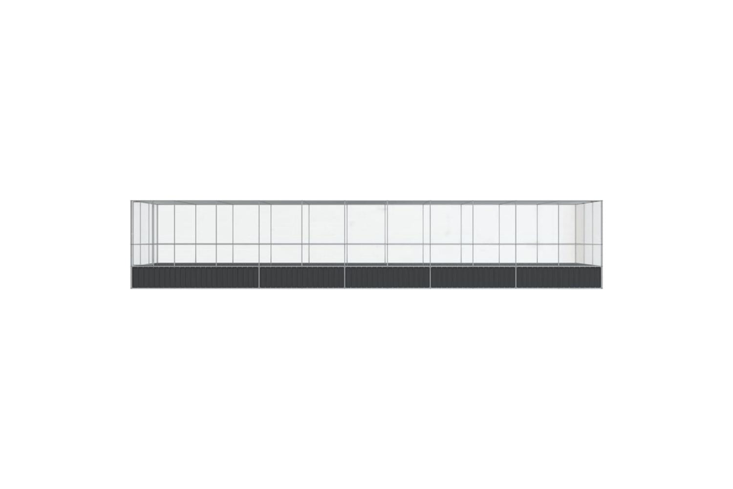 Aviary With Extension Silver 1139x307x212 Cm Steel-3