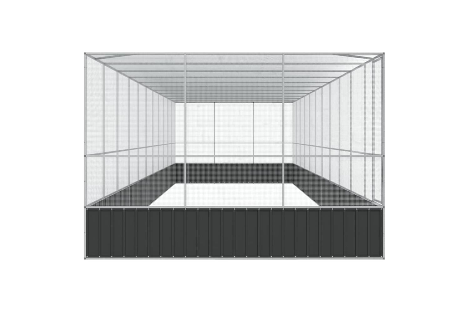 Aviary With Extension Silver 1139x307x212 Cm Steel-4