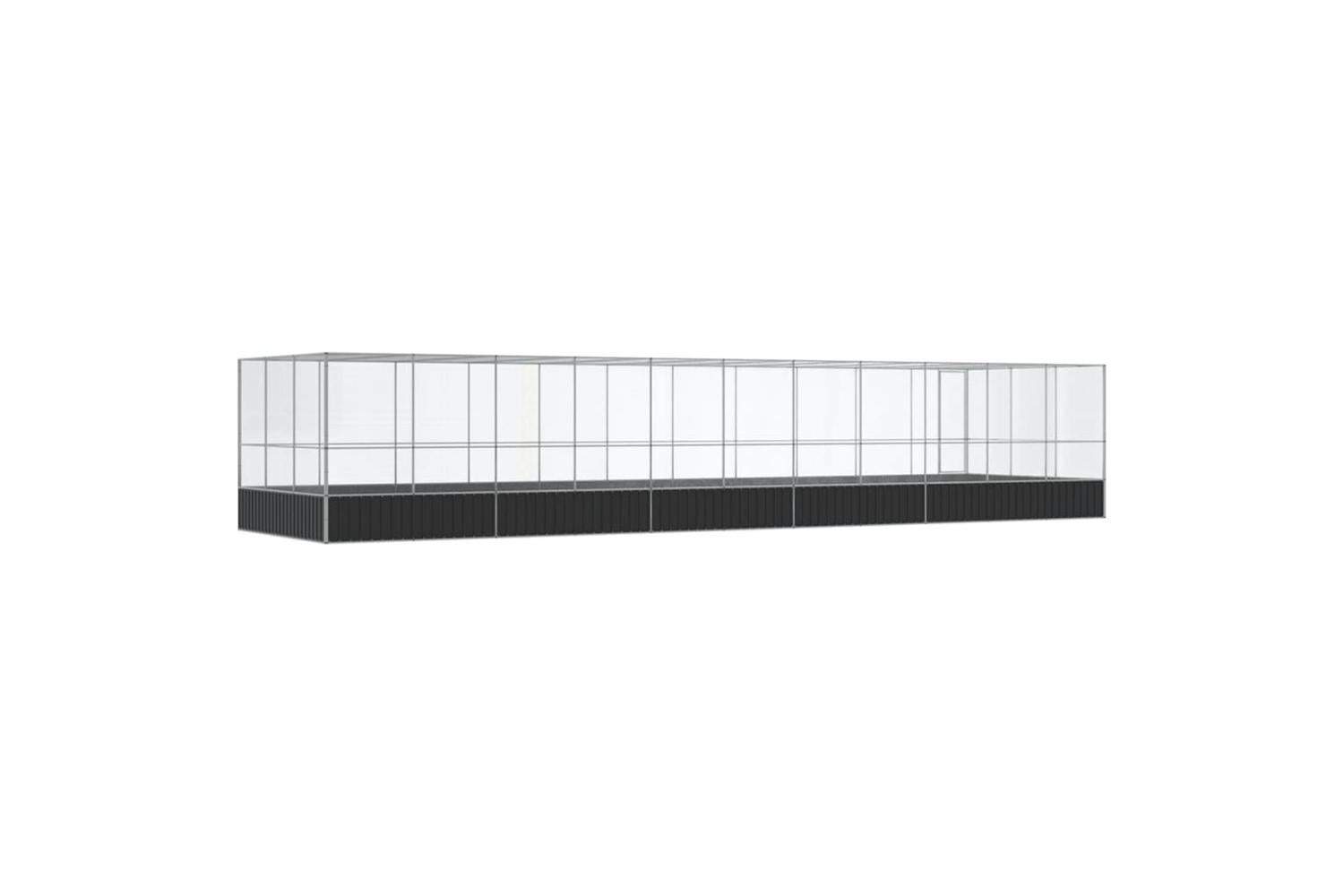 Aviary With Extension Silver 1139x307x212 Cm Steel-5