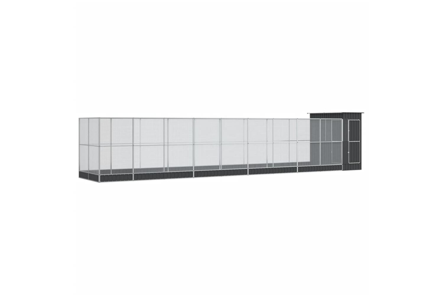 Aviary With Extension Silver 1037x203x216 Cm Steel-2