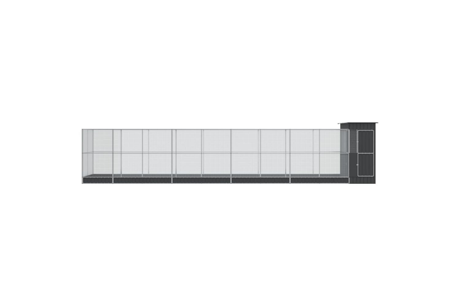 Aviary With Extension Silver 1037x203x216 Cm Steel-3