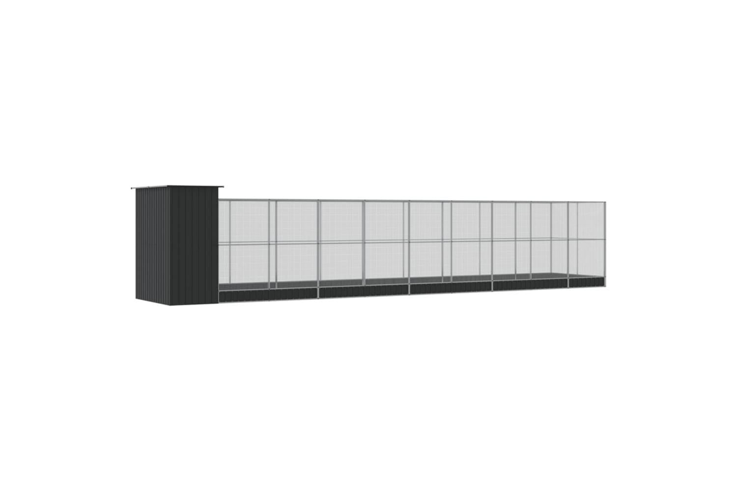 Aviary With Extension Silver 1037x203x216 Cm Steel-5