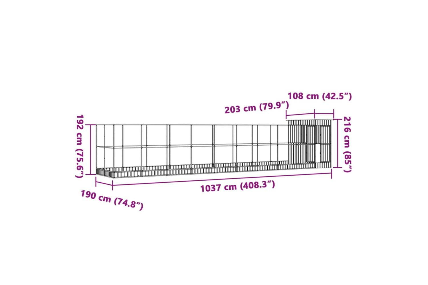 Aviary With Extension Silver 1037x203x216 Cm Steel-8