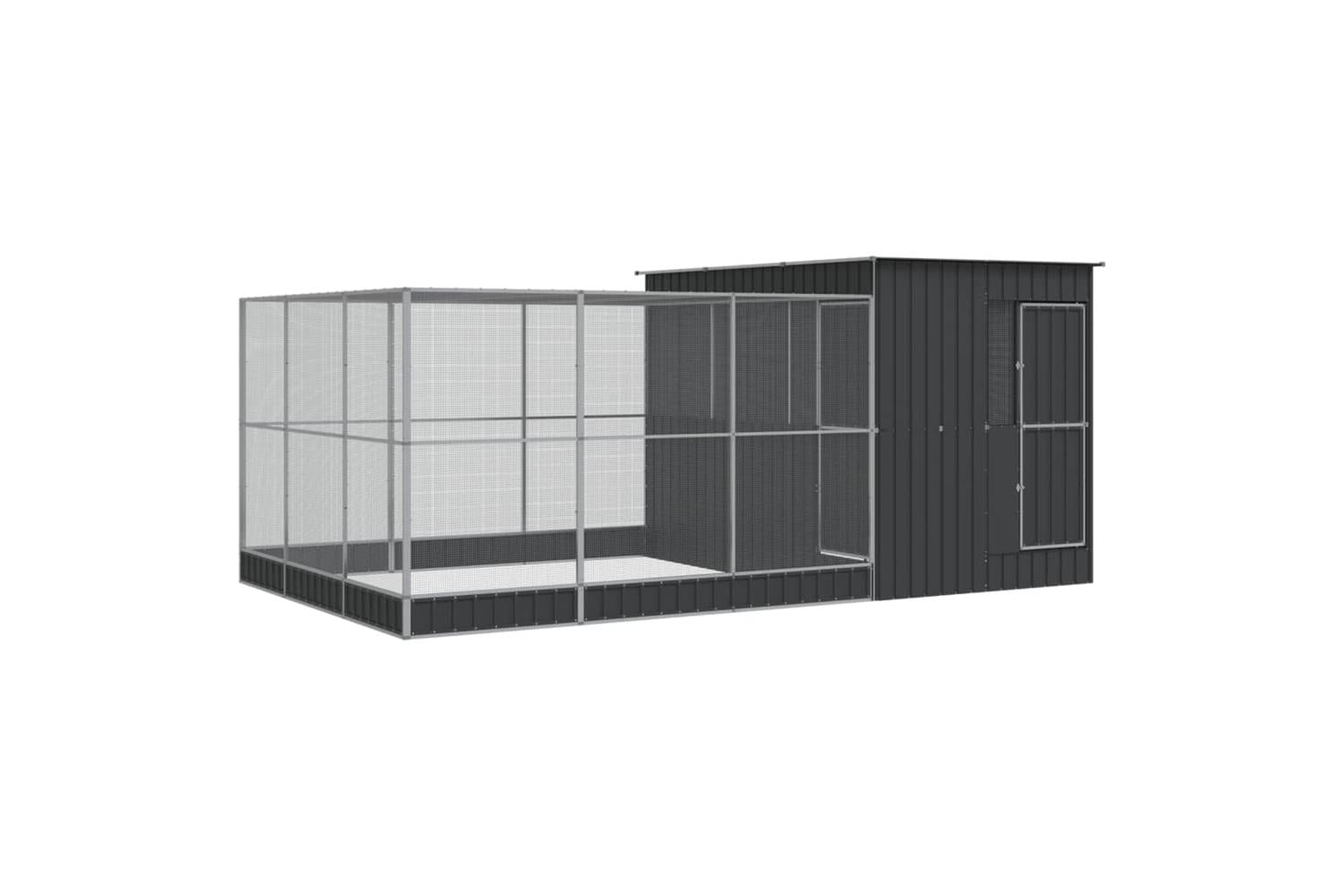 Aviary With Extension Silver 497x303x216 Cm Steel-2