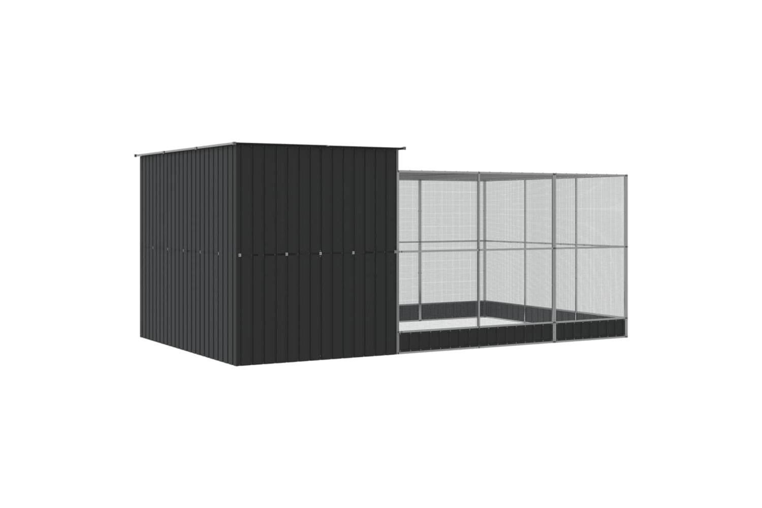 Aviary With Extension Silver 497x303x216 Cm Steel-5