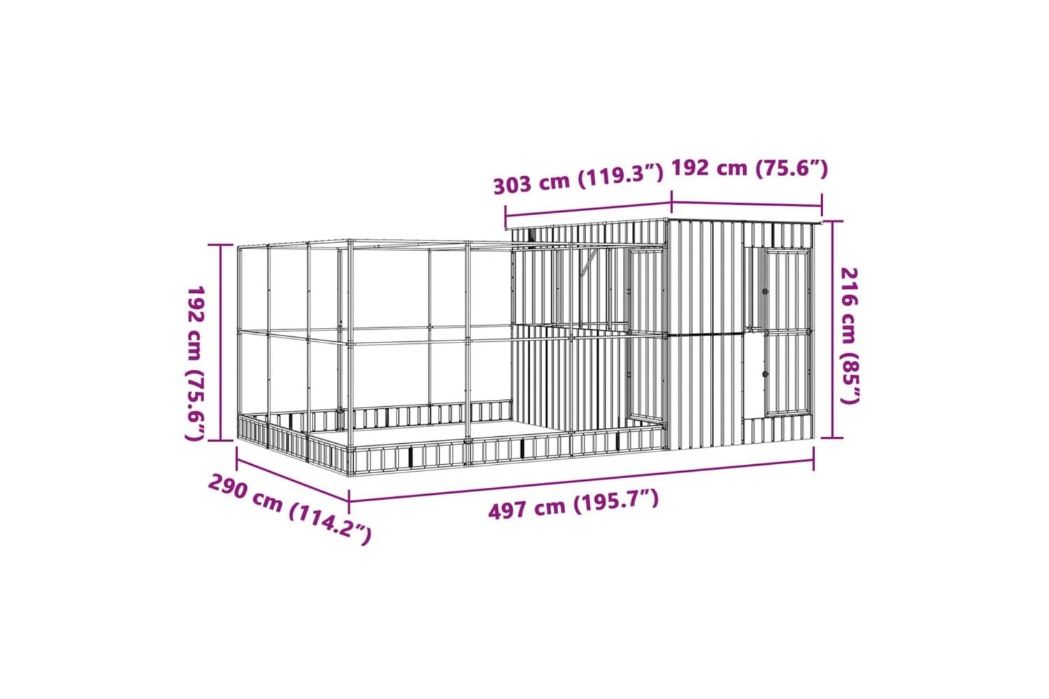 Aviary With Extension Silver 497x303x216 Cm Steel-8
