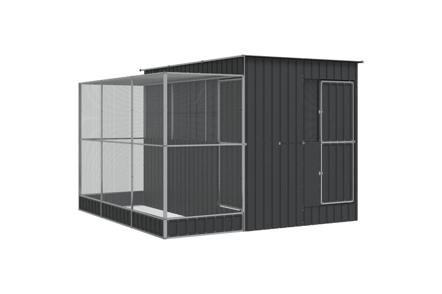Aviary With Extension Silver 290x303x216 Cm Steel-2