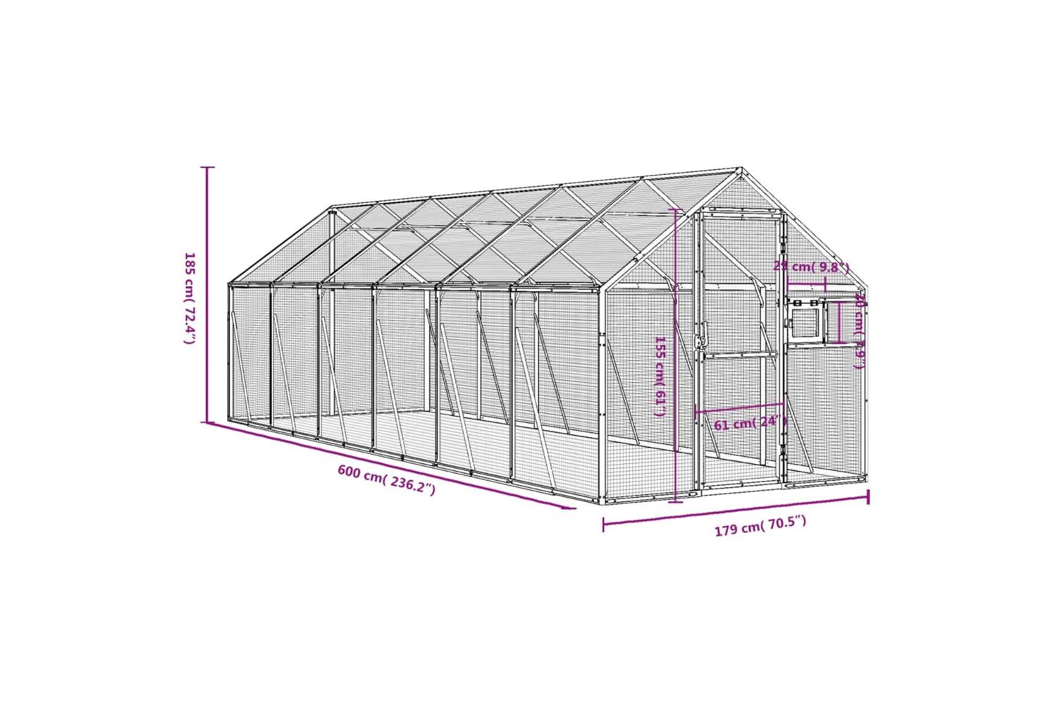 Aviary Silver 179x6x185 M Aluminium-7