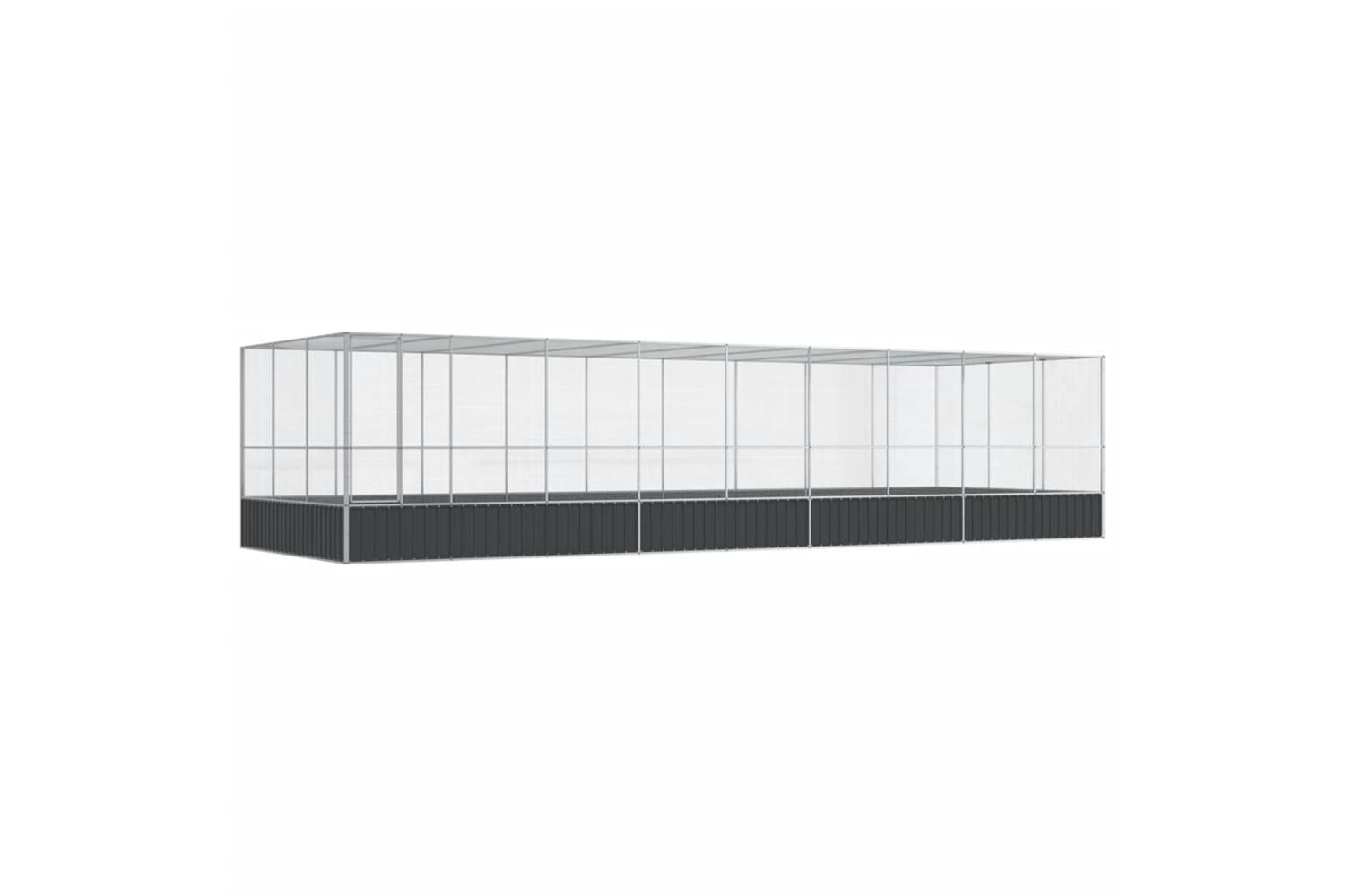 Aviary With Extension Silver 932x307x212 Cm Steel