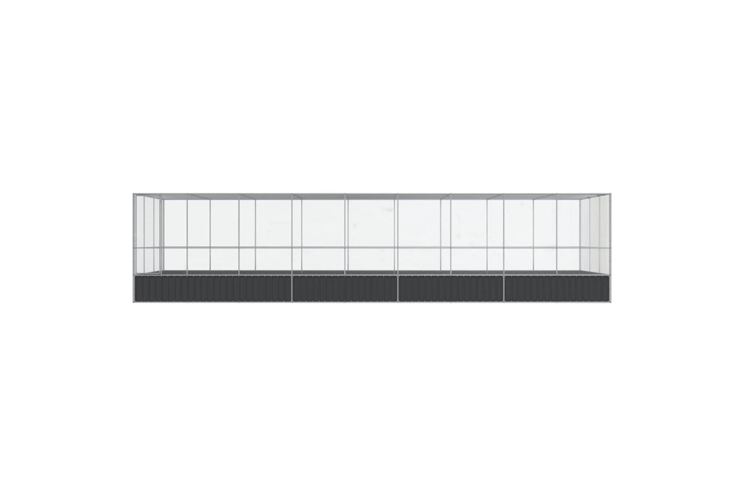 Aviary With Extension Silver 932x307x212 Cm Steel-3