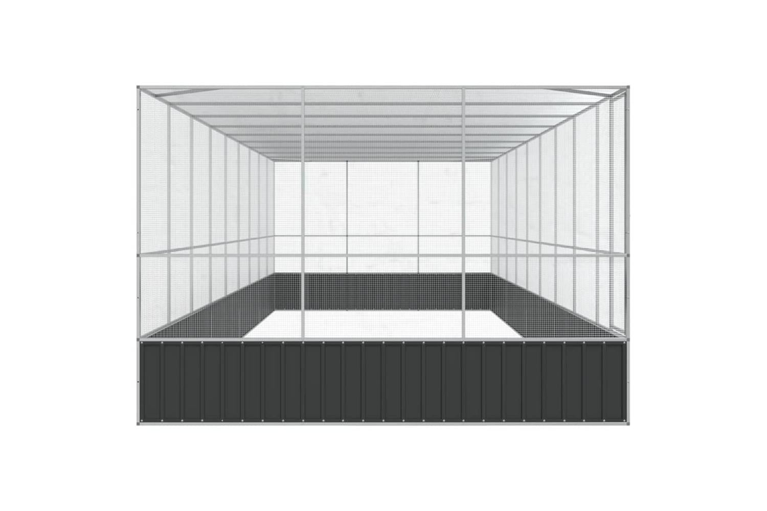 Aviary With Extension Silver 932x307x212 Cm Steel-4