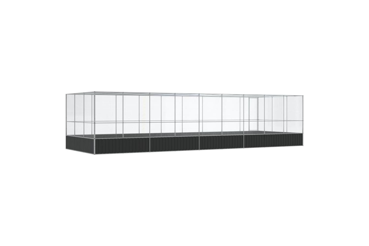 Aviary With Extension Silver 932x307x212 Cm Steel-5