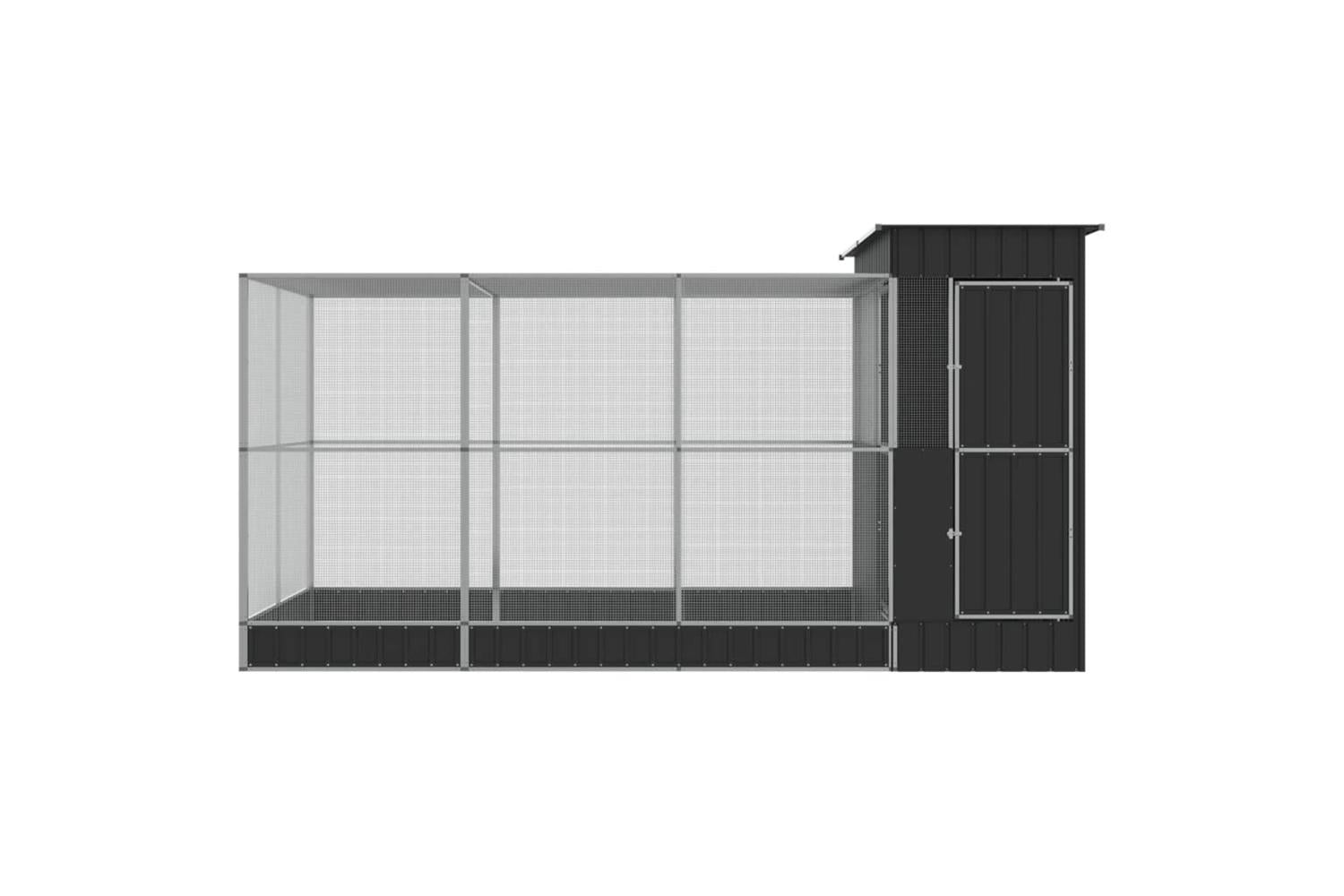 Aviary With Extension Silver 416x203x216 Cm Steel-3