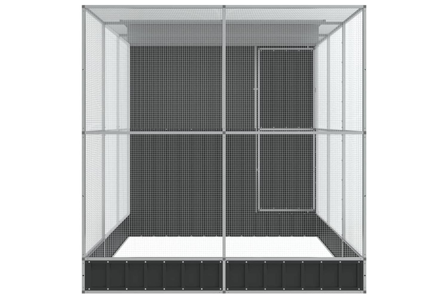 Aviary With Extension Silver 416x203x216 Cm Steel-4
