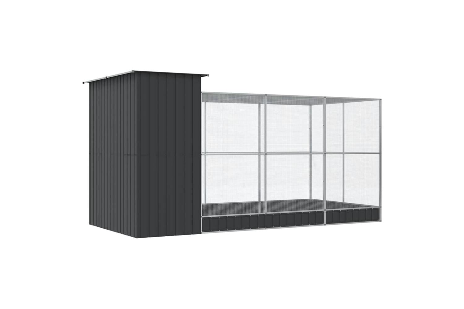 Aviary With Extension Silver 416x203x216 Cm Steel-5