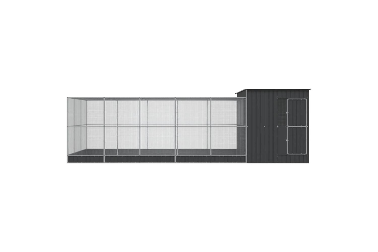 Aviary With Extension Silver 704x303x216 Cm Steel-3