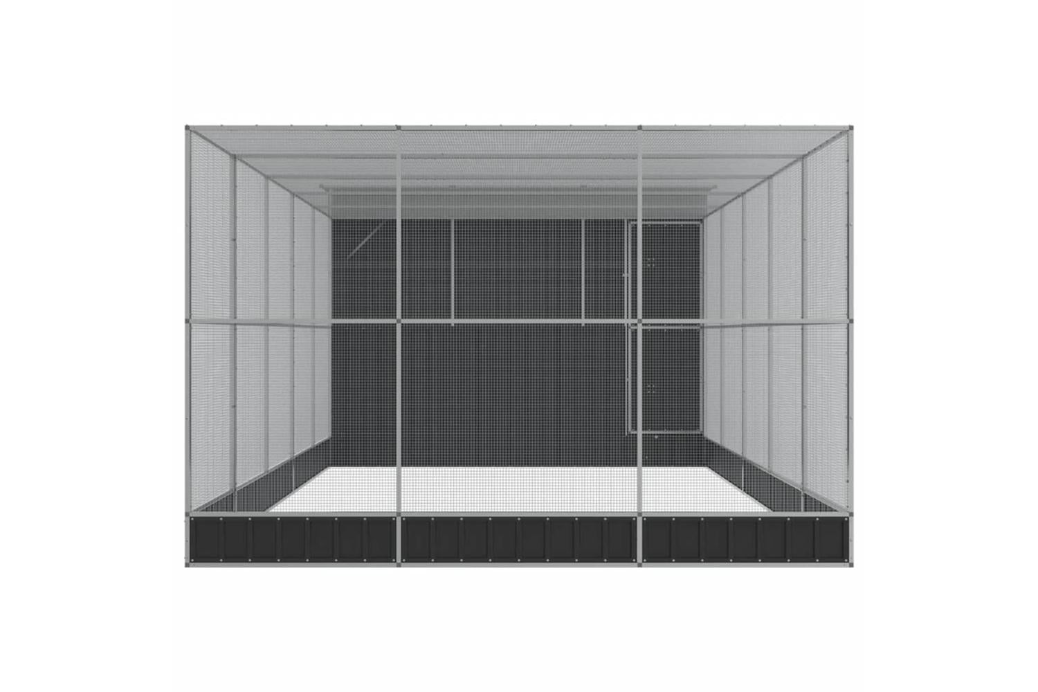 Aviary With Extension Silver 704x303x216 Cm Steel-4