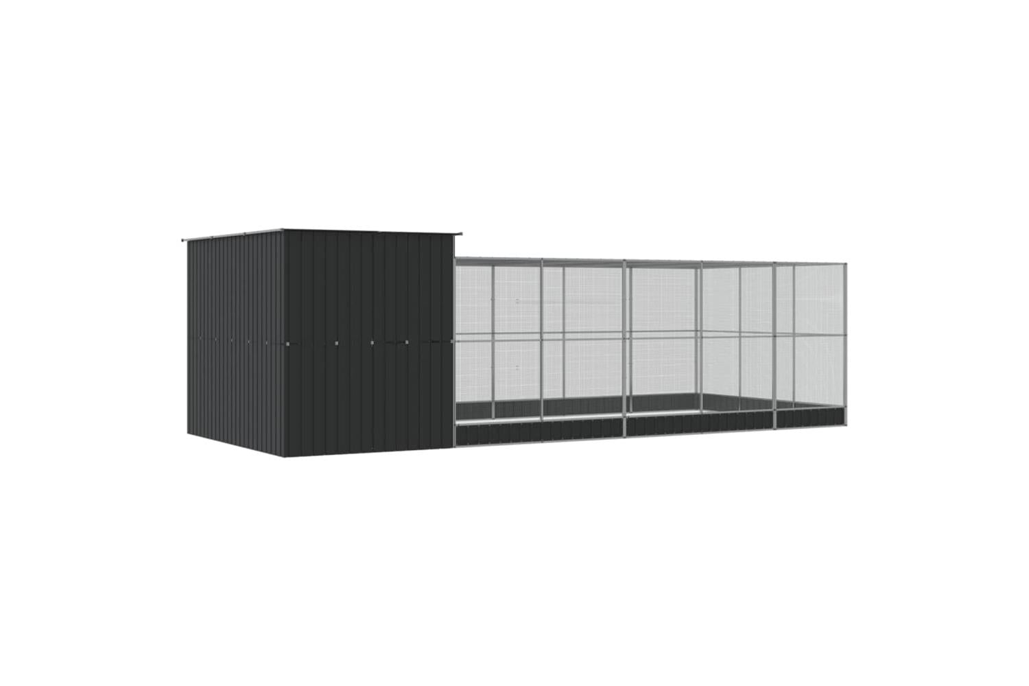 Aviary With Extension Silver 704x303x216 Cm Steel-5