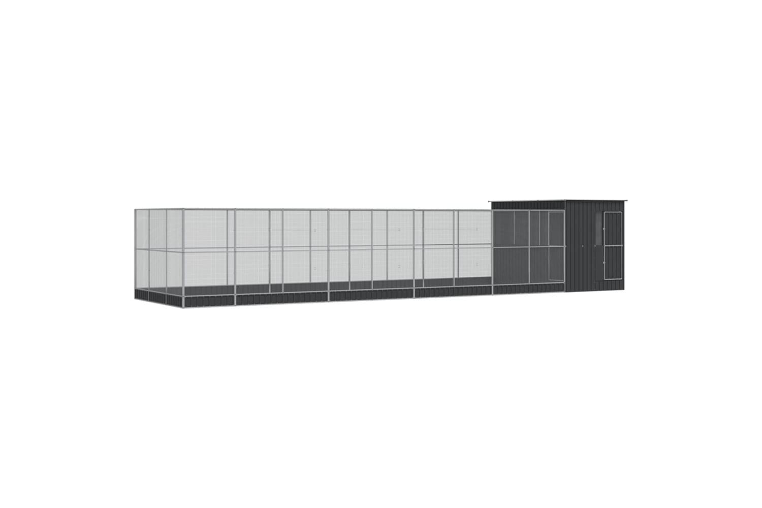 Aviary With Extension Silver 1118x303x216 Cm Steel-2