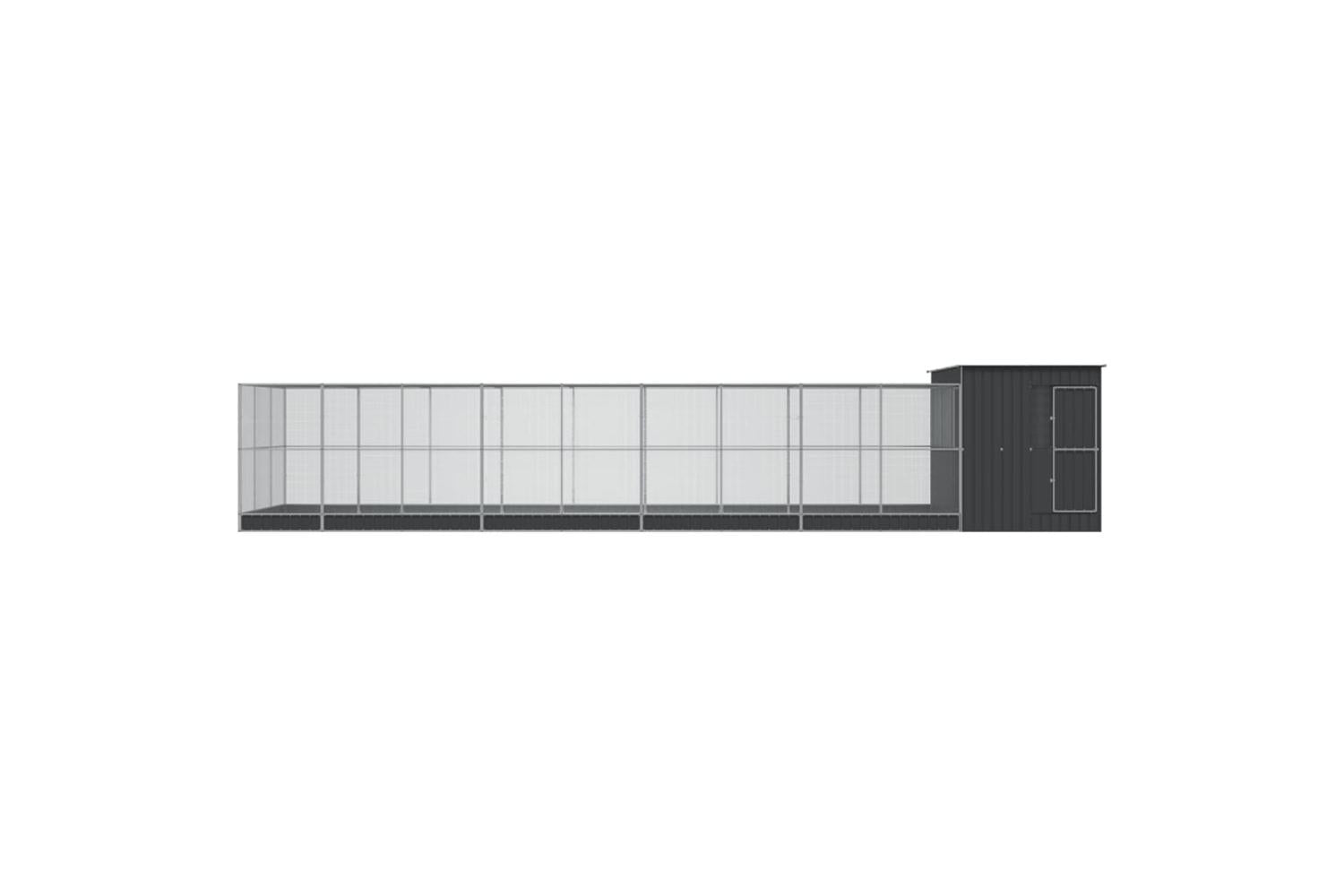Aviary With Extension Silver 1118x303x216 Cm Steel-3