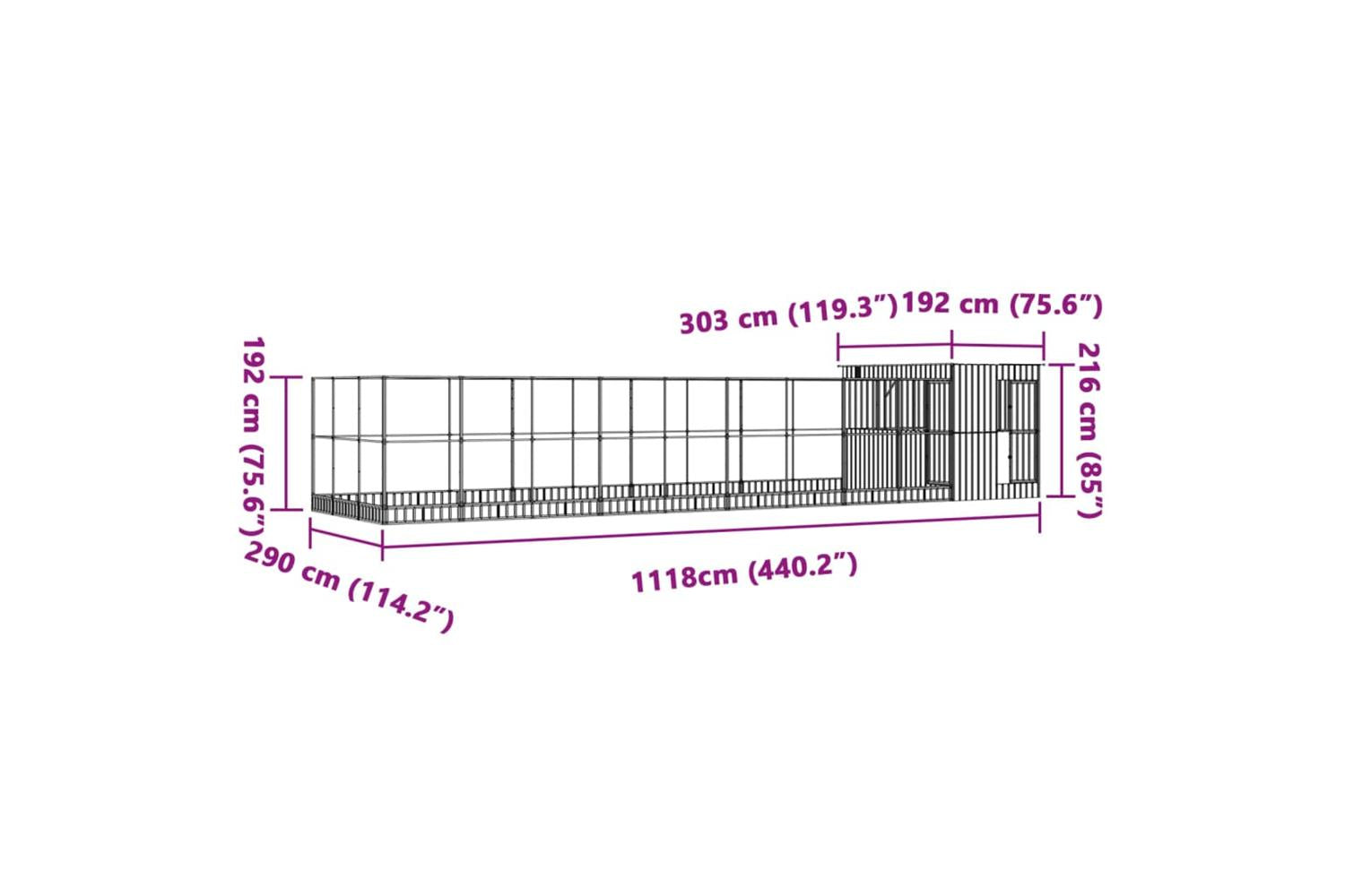 Aviary With Extension Silver 1118x303x216 Cm Steel-8