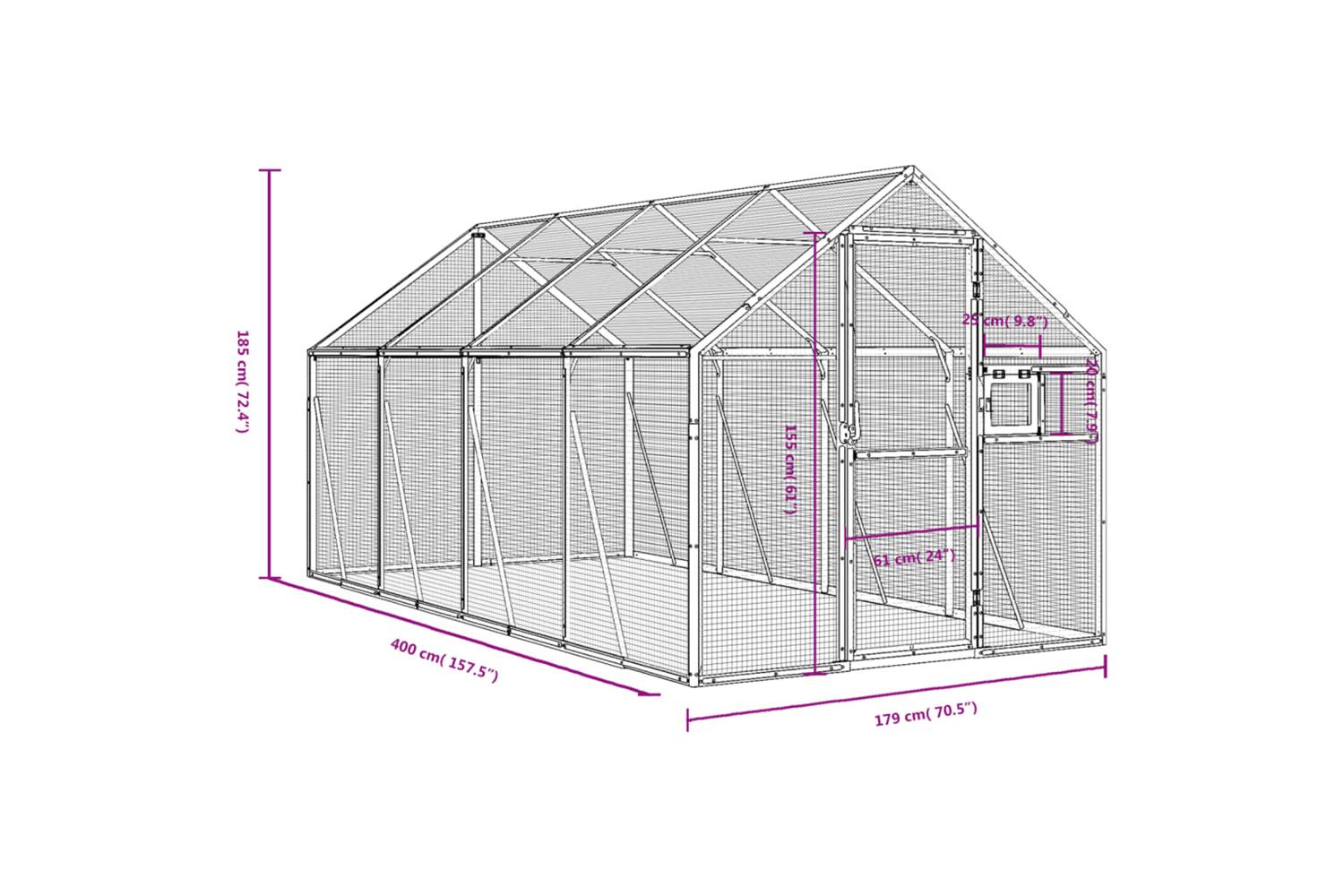 Aviary Silver 179x4x185 M Aluminium-7