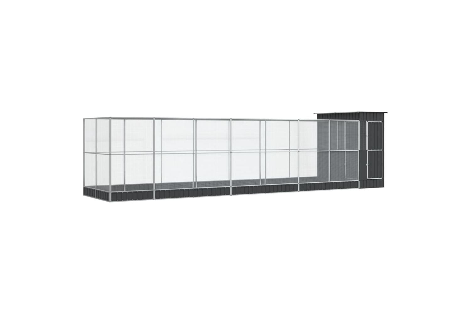 Aviary With Extension Silver 830x203x216 Cm Steel
