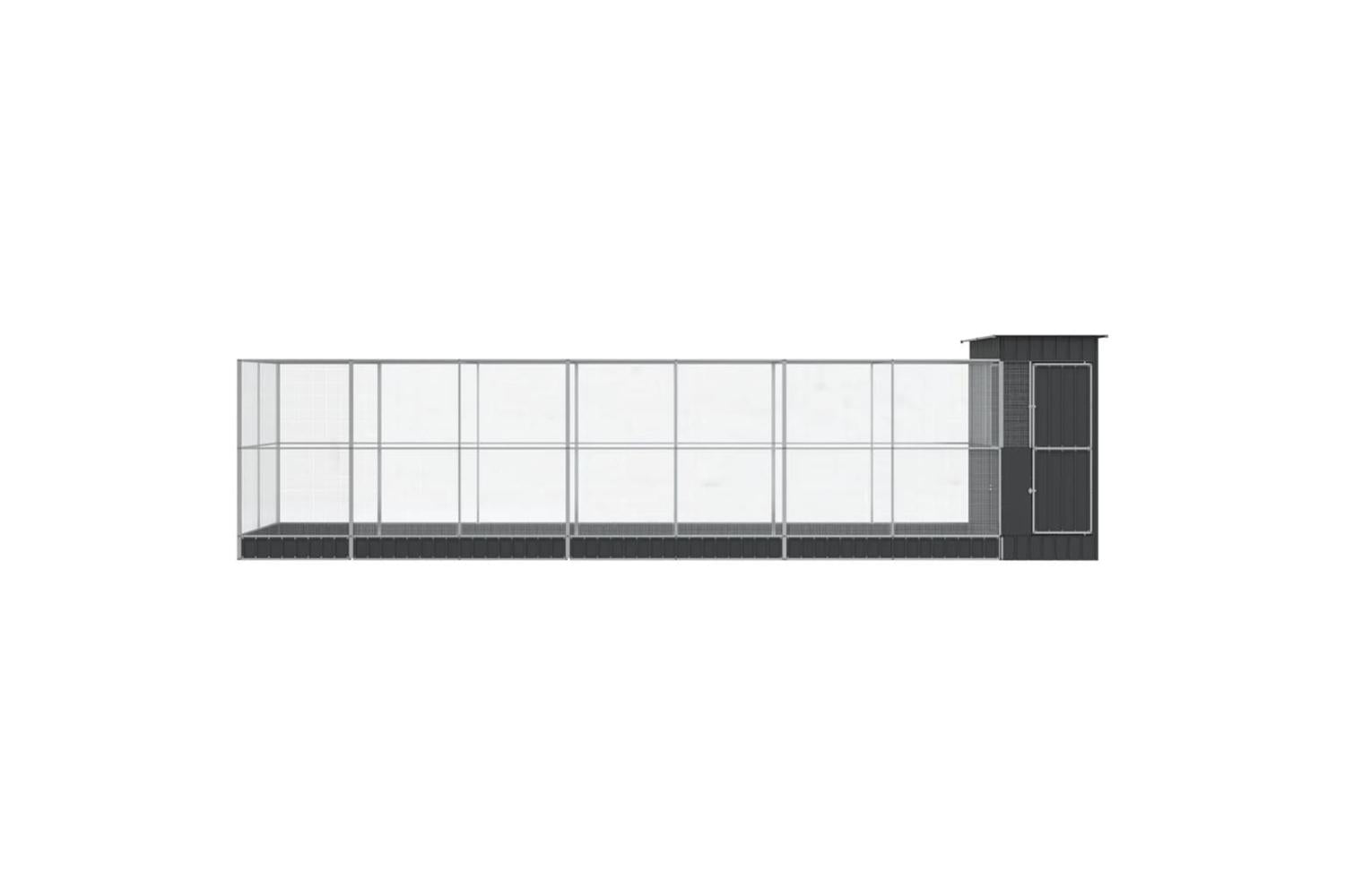 Aviary With Extension Silver 830x203x216 Cm Steel-3