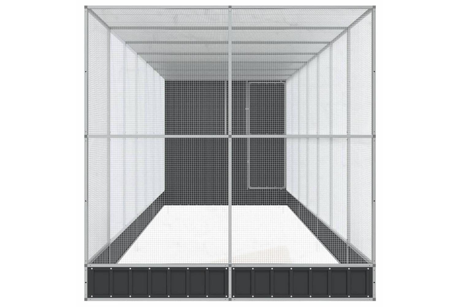 Aviary With Extension Silver 830x203x216 Cm Steel-4