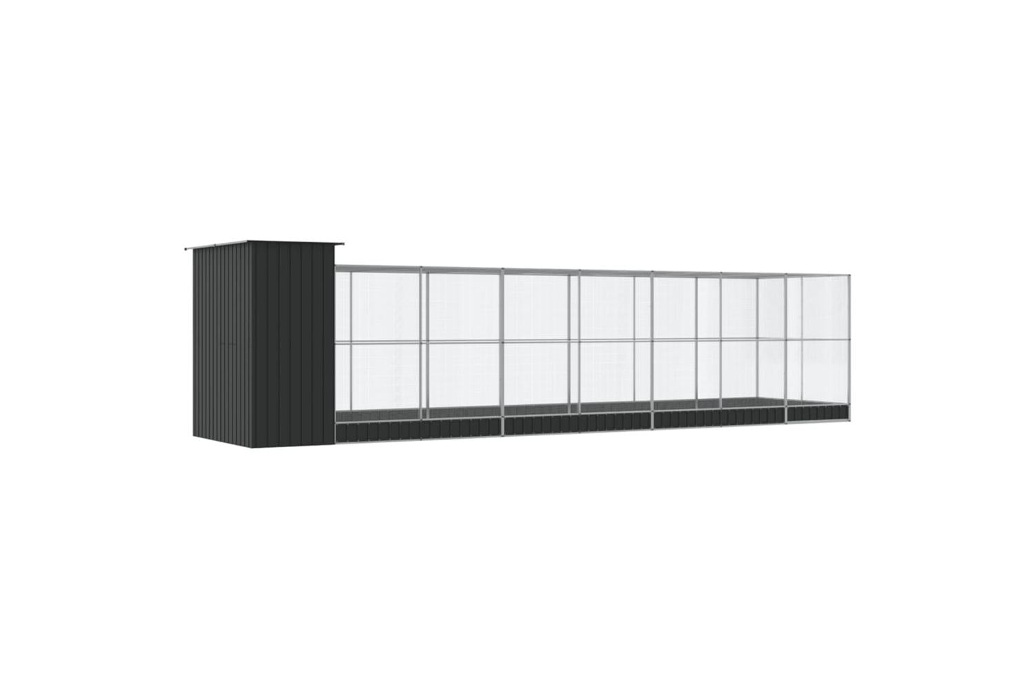 Aviary With Extension Silver 830x203x216 Cm Steel-5