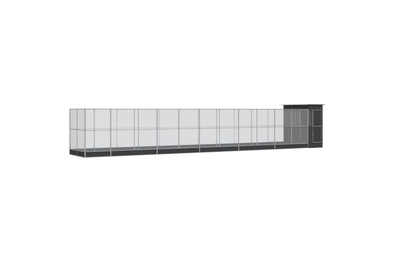 Aviary With Extension Silver 1244x203x216 Cm Steel-2