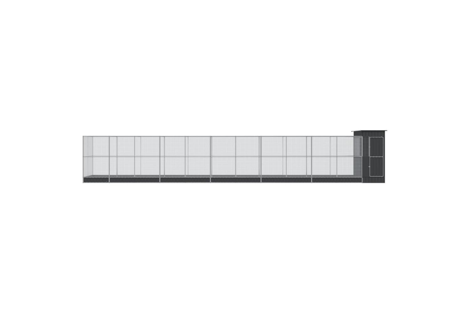 Aviary With Extension Silver 1244x203x216 Cm Steel-3