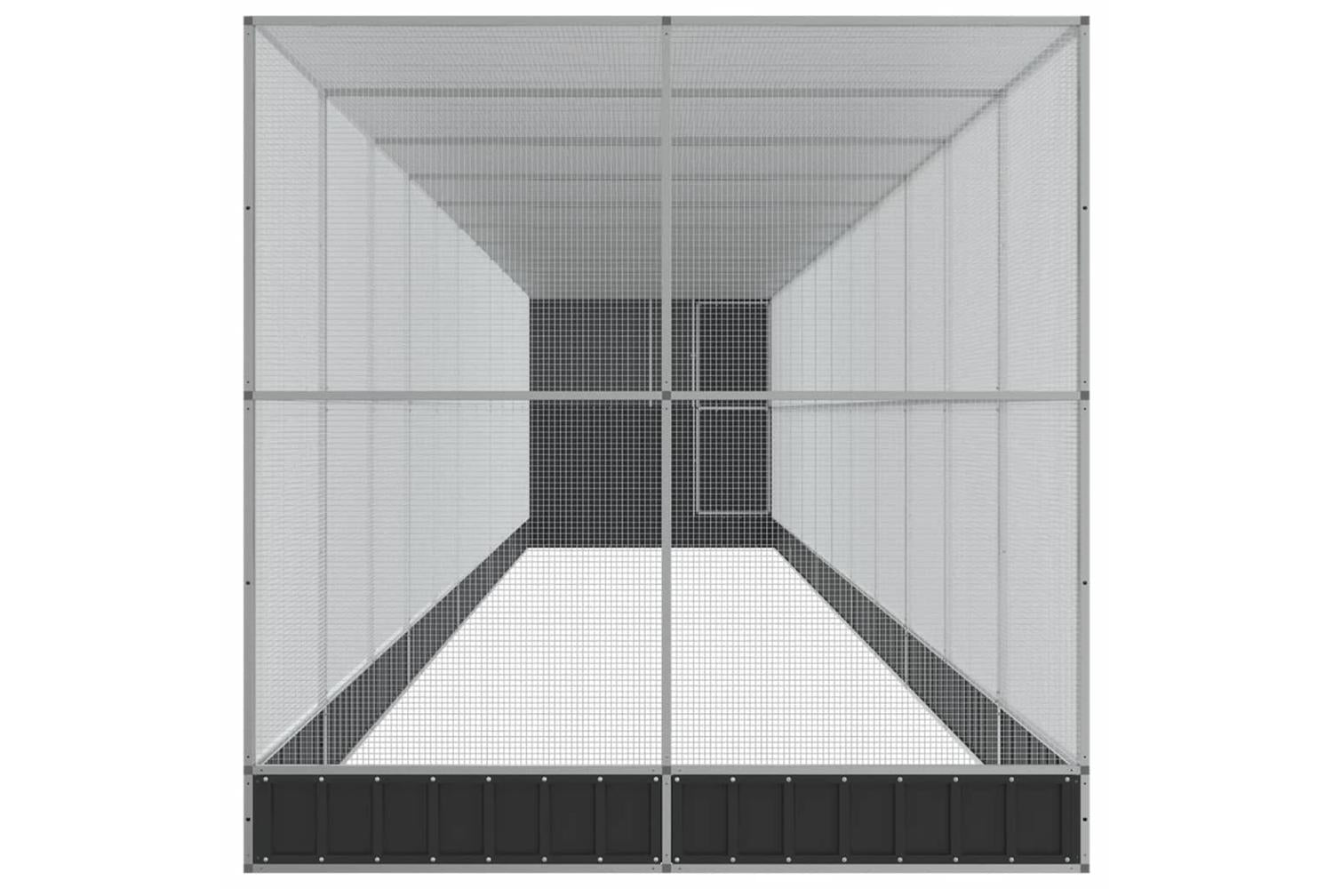 Aviary With Extension Silver 1244x203x216 Cm Steel-4