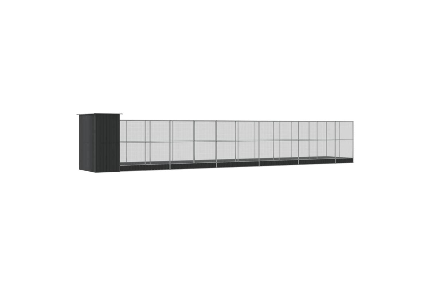 Aviary With Extension Silver 1244x203x216 Cm Steel-5