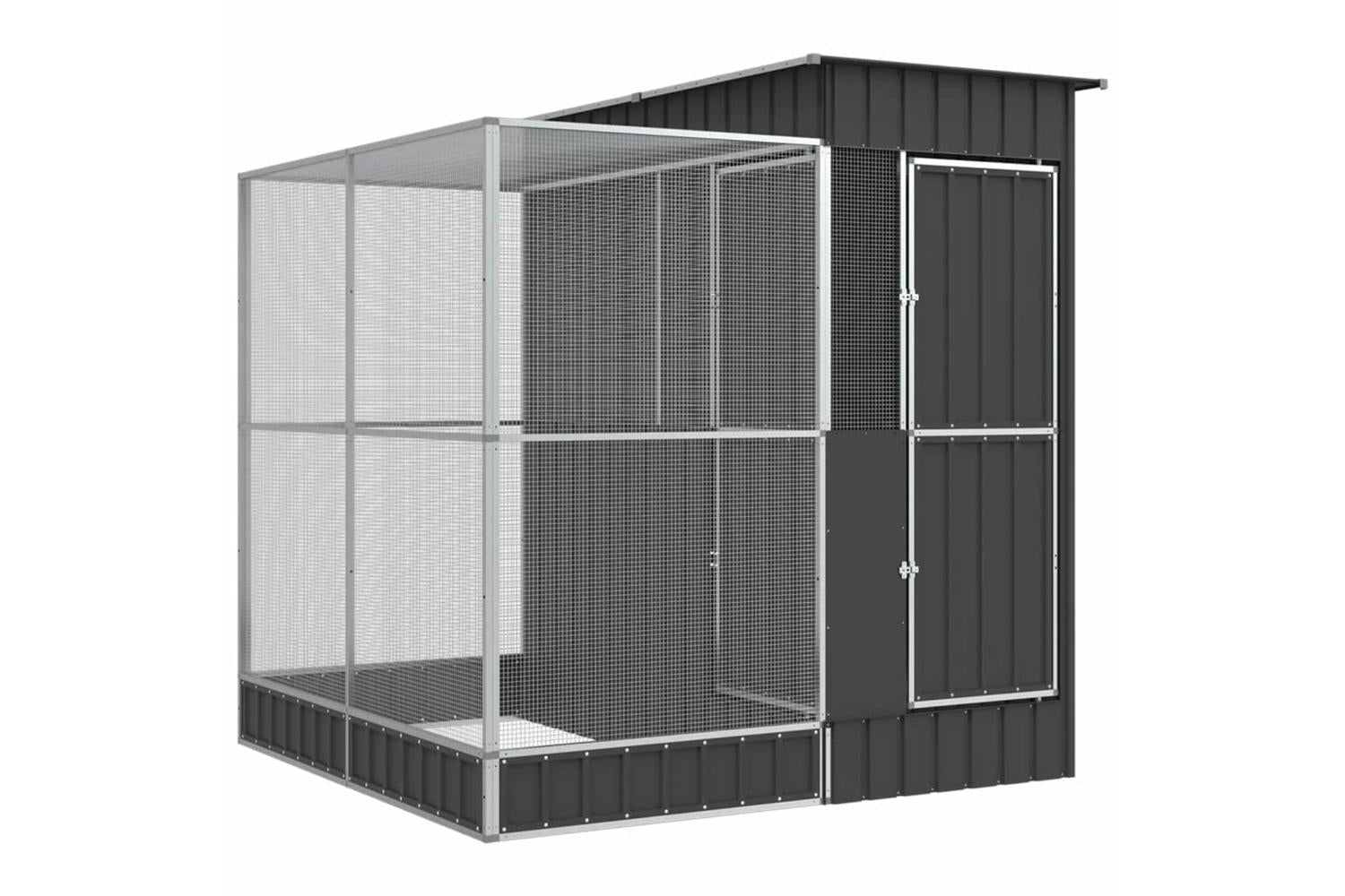 Aviary With Extension Silver 209x203x216 Cm Steel-2