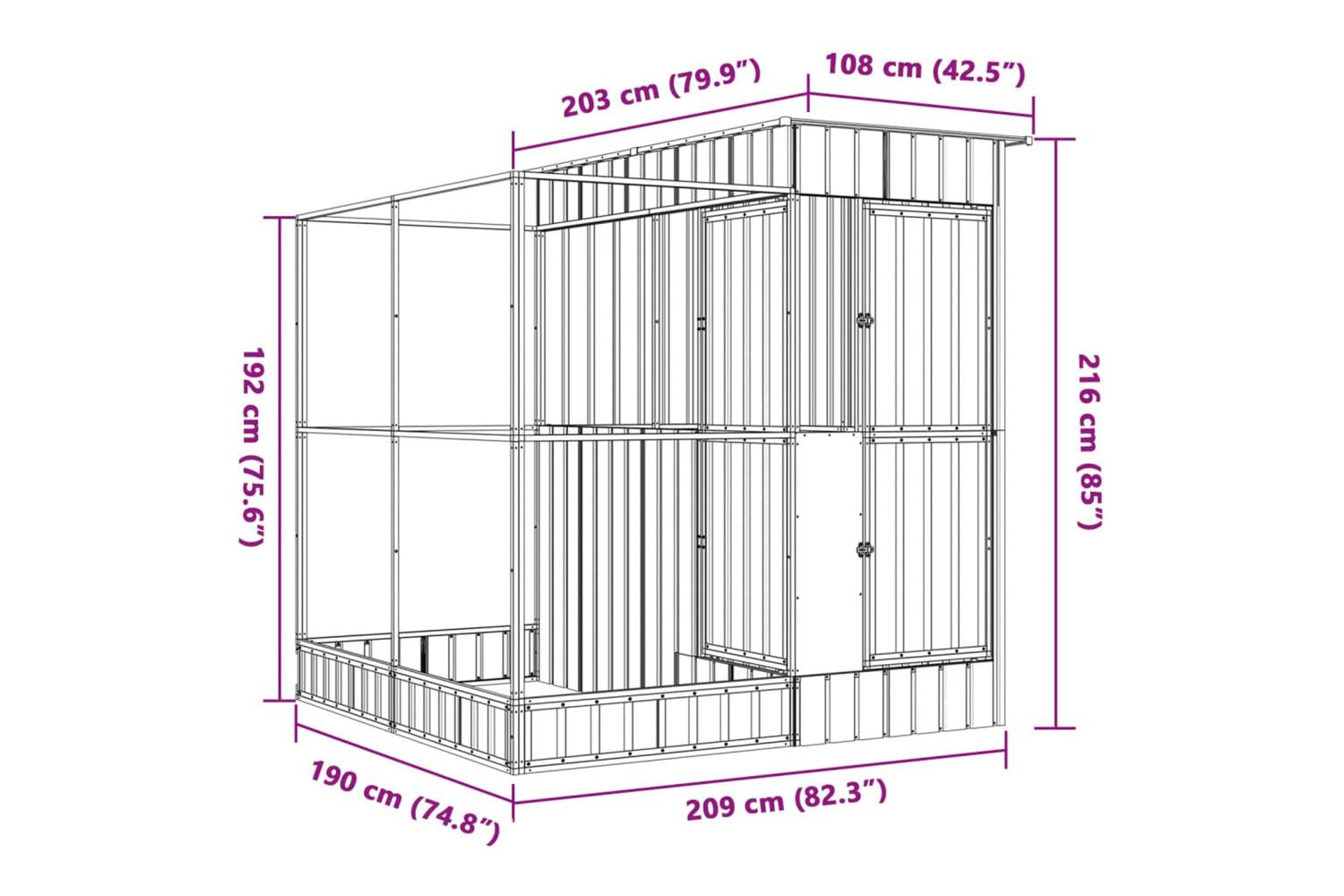 Aviary With Extension Silver 209x203x216 Cm Steel-8