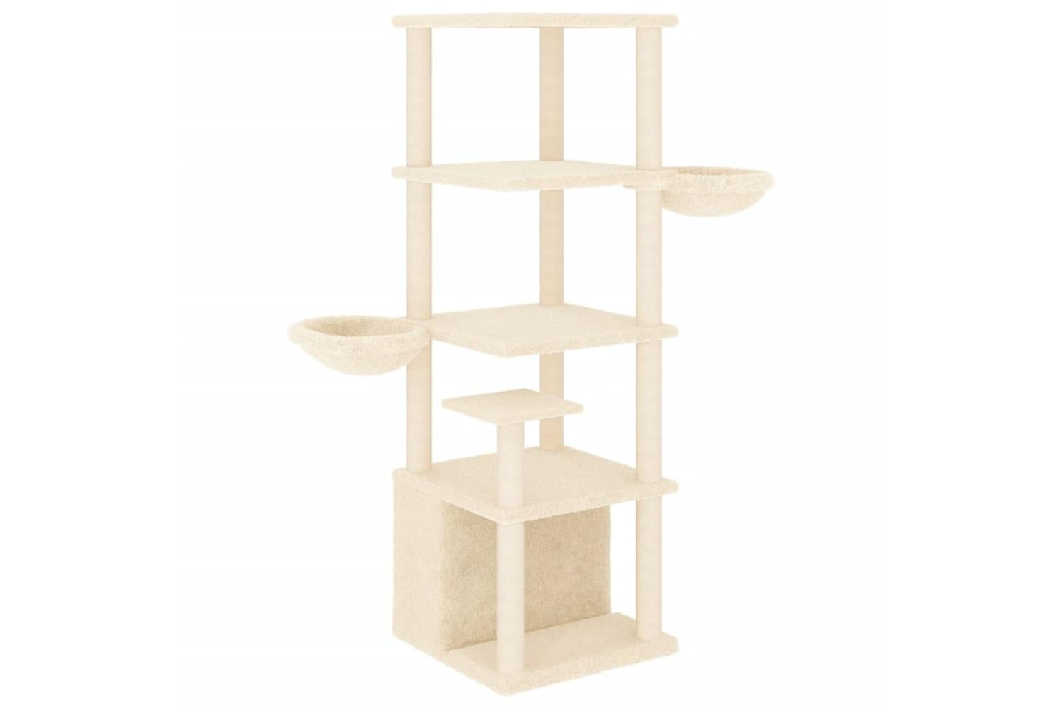 Cat Tree With Sisal Scratching Posts Cream 147 Cm-2