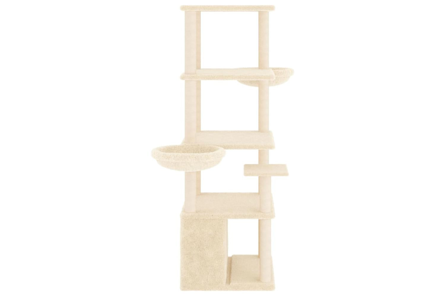 Cat Tree With Sisal Scratching Posts Cream 147 Cm-4