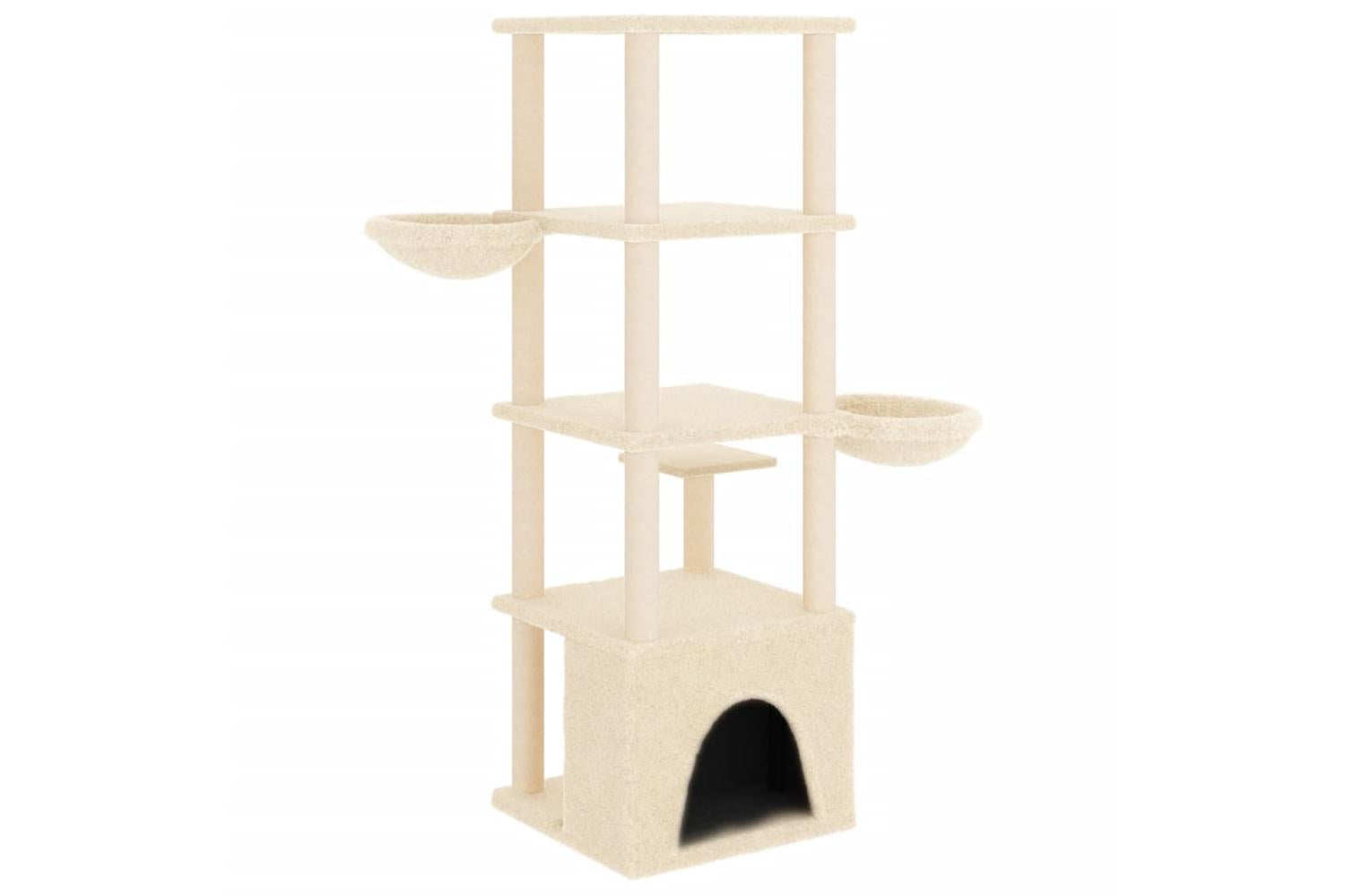 Cat Tree With Sisal Scratching Posts Cream 147 Cm-5