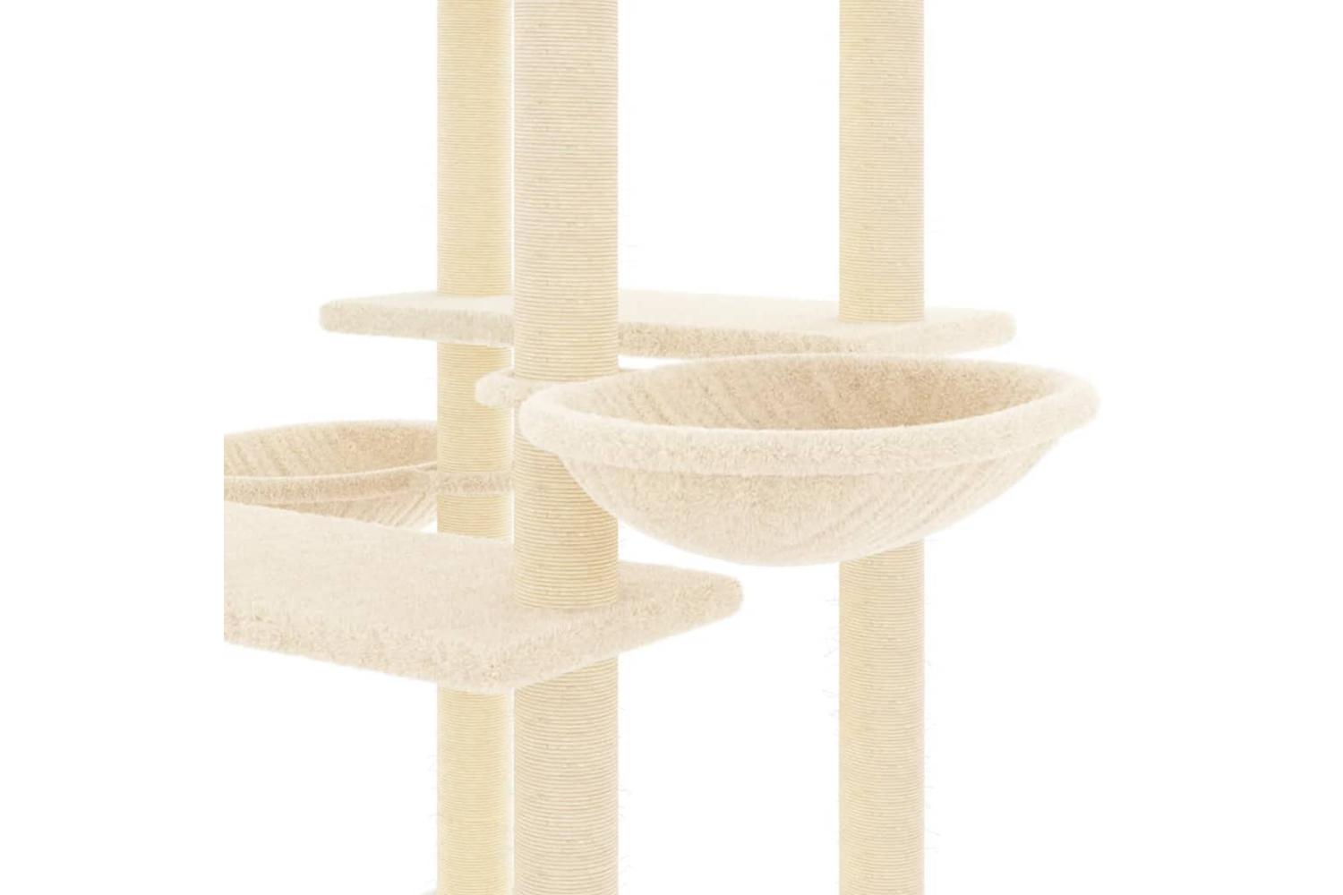 Cat Tree With Sisal Scratching Posts Cream 133 Cm-6
