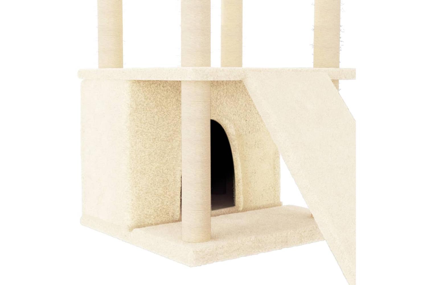 Cat Tree With Sisal Scratching Posts Cream 133 Cm-7