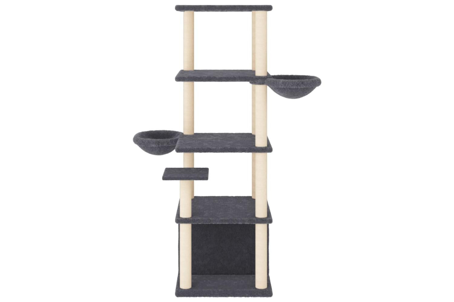 Cat Tree With Sisal Scratching Posts Dark Grey 147 Cm-3