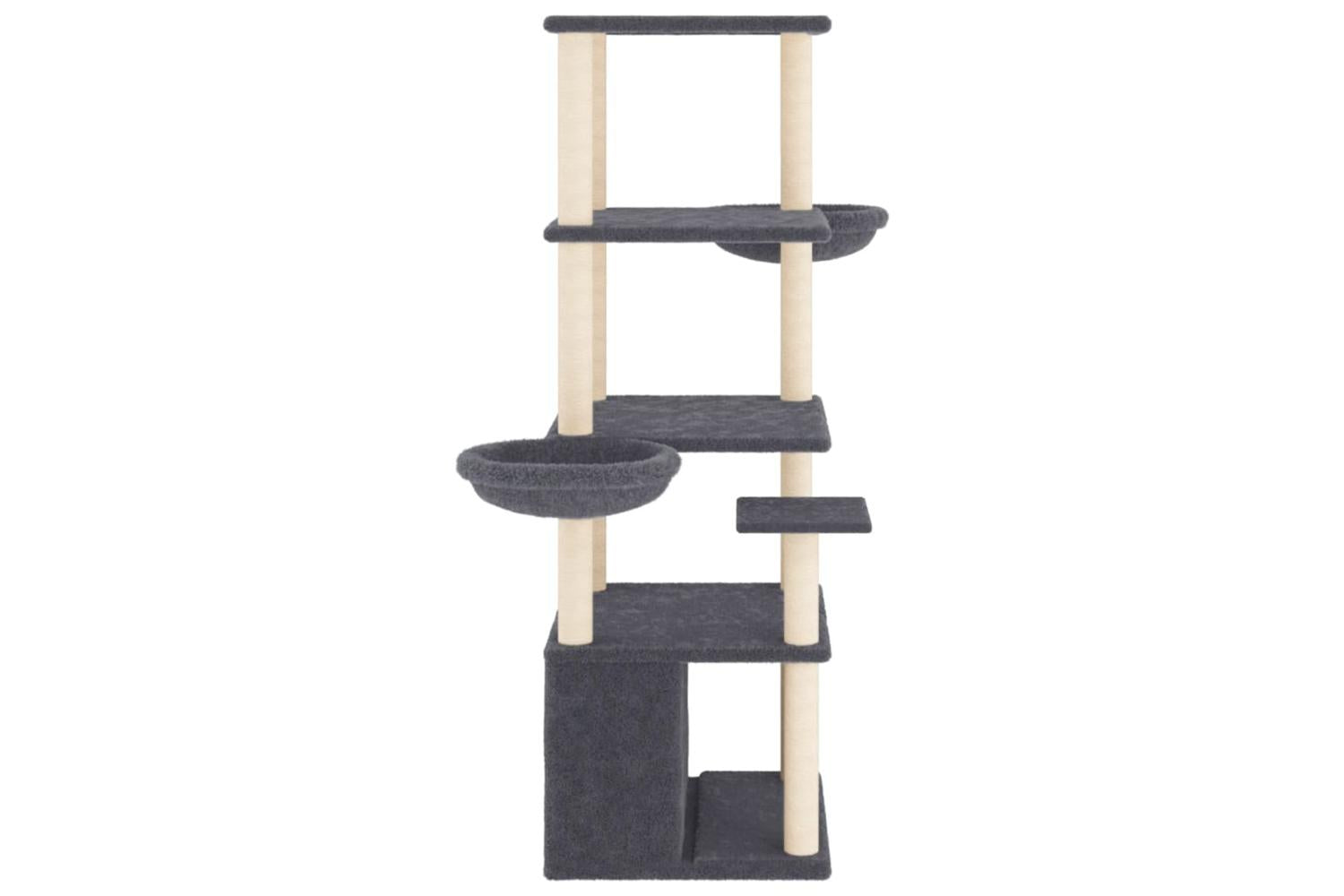 Cat Tree With Sisal Scratching Posts Dark Grey 147 Cm-4