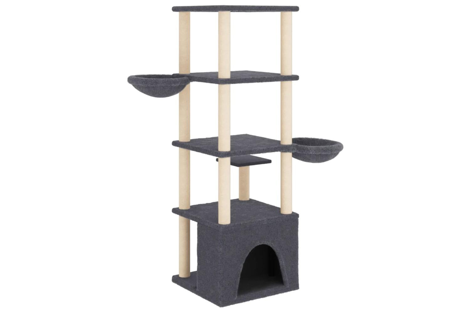 Cat Tree With Sisal Scratching Posts Dark Grey 147 Cm-5