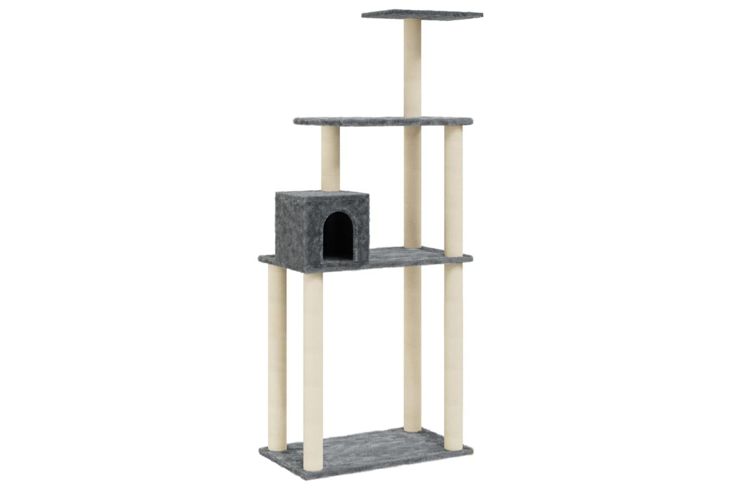 Cat Tree With Sisal Scratching Posts Dark Grey 147 Cm-2
