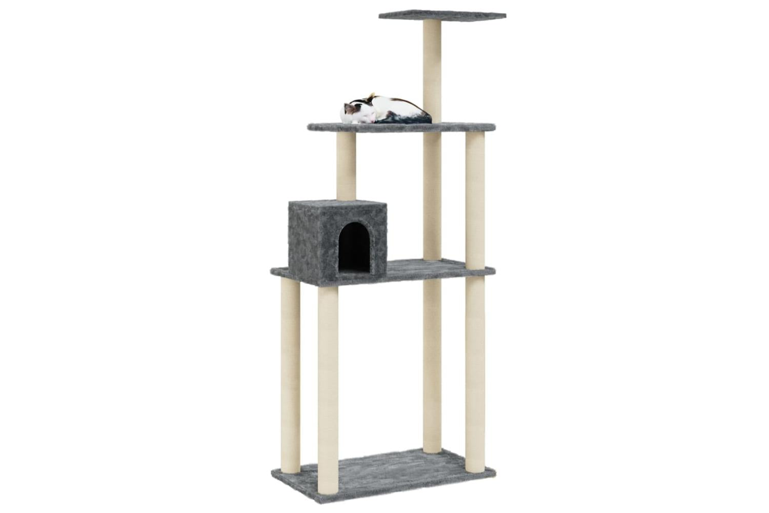 Cat Tree With Sisal Scratching Posts Dark Grey 147 Cm-3
