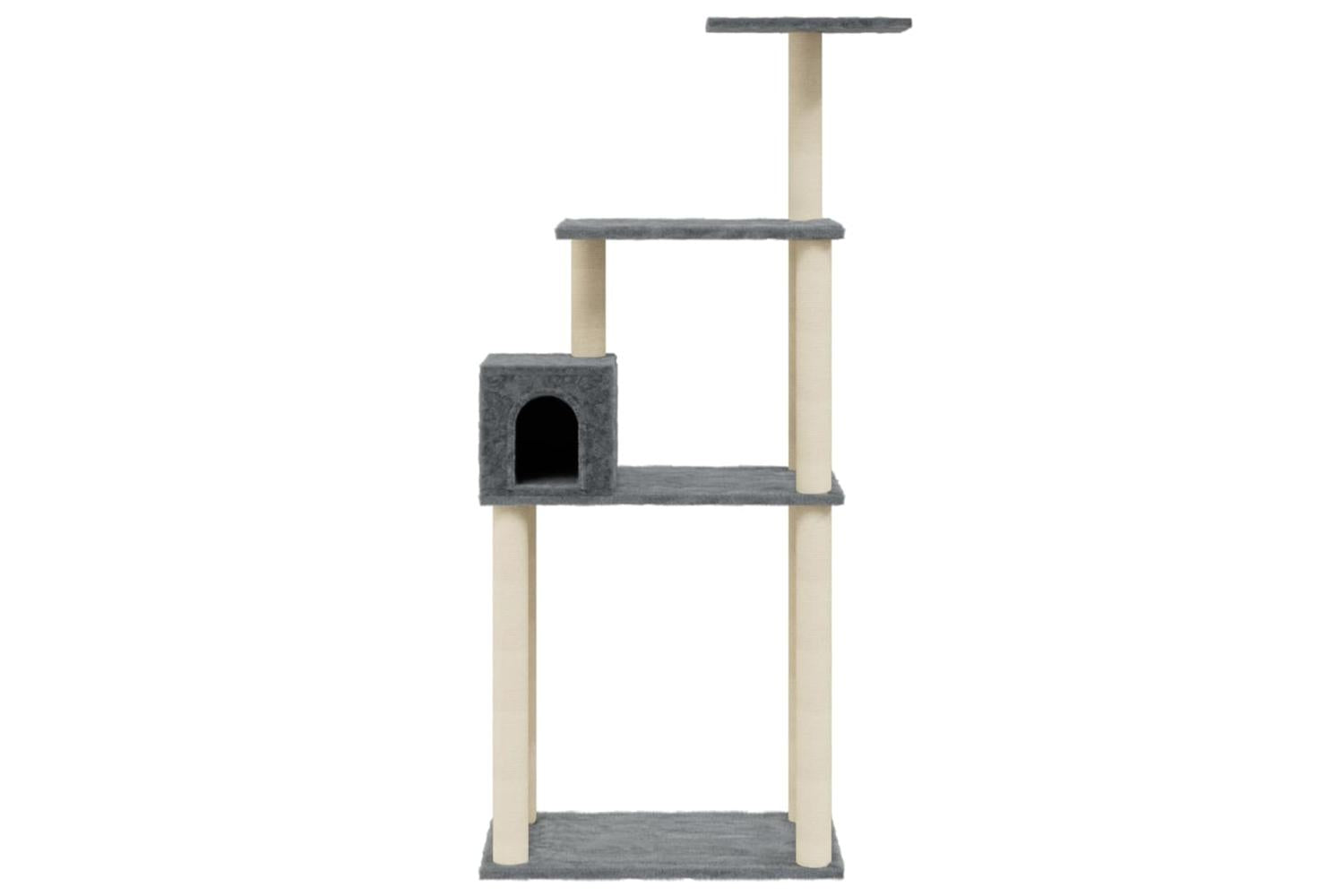 Cat Tree With Sisal Scratching Posts Dark Grey 147 Cm-4