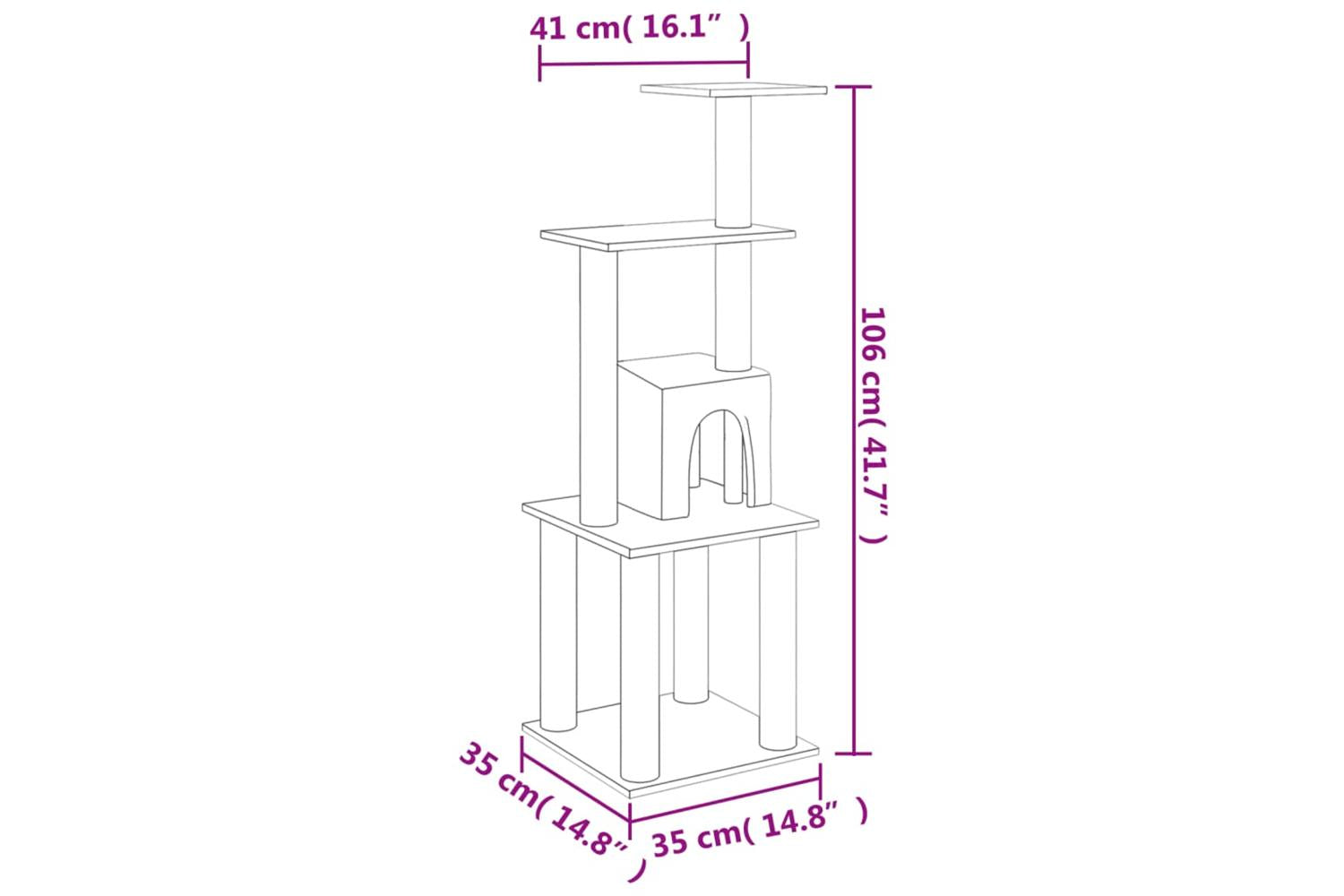 Cat Tree With Sisal Scratching Posts Light Grey 105 Cm-6